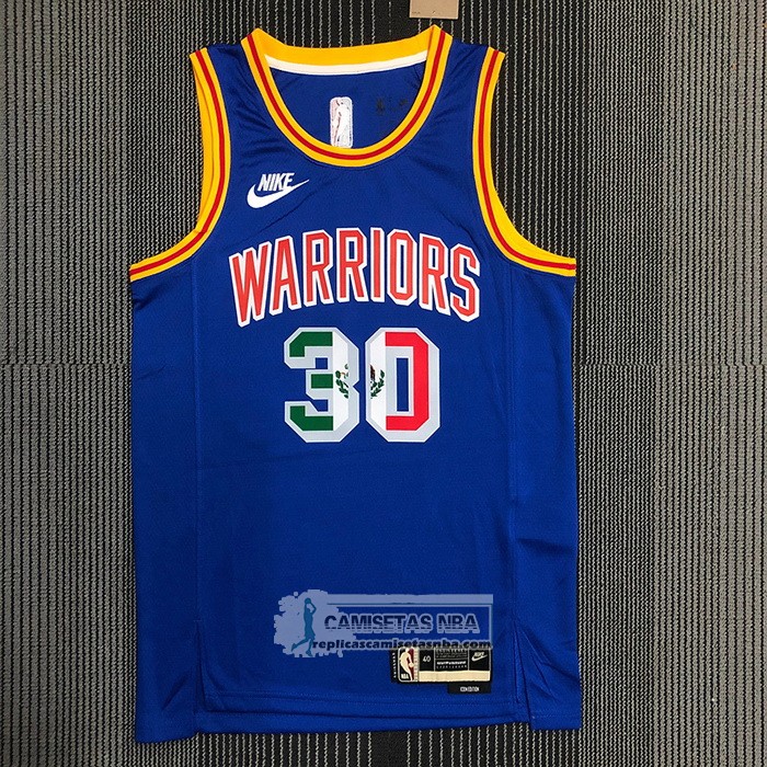 Camiseta Golden State Warriors Stephen Curry NO 30 Classic Royal Special Mexico Edition Azul
